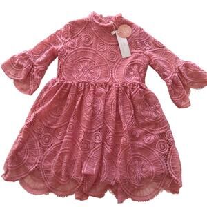 NWT Baileys Blossoms Boutique mabel lace baby dress bell sleeve floral 9-12 mth
